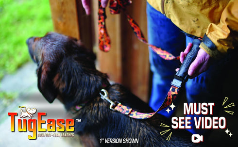 TugEase Dog Leash w/Sliding, Locking, Soft Touch, Comfort Grip Handle, 4' x 5/8" Black...