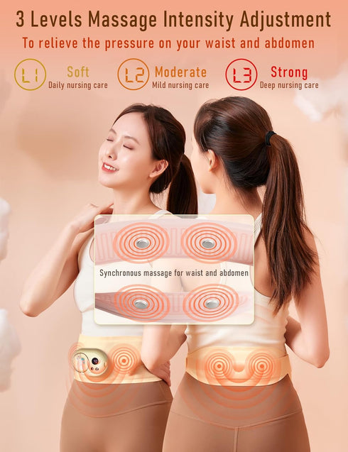 Heating Pad for Period Cramps Portable Cordless w 3 Timer Setting Fast Heated Electric Rechargeble Battery Massager Modes Adjustable Waist Belt Me...
