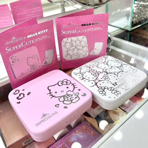 Impressions Vanity Hello Kitty Supercute Compact Mirror with Touch Sensor Switch for Adjustable Brightness, Lighted Makeup Mirror with LED Lights ...