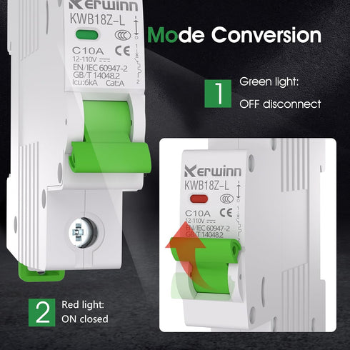 DC Miniature Circuit Breaker 12V-110V circuit breaker 1Pole 6Amp smart circuit breaker DIN Rail Mount for battery power systems,solar photovoltaic...