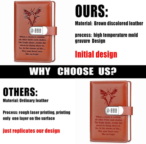 Eagle Gift for Scouts Leather Combination Lock Notebook Court Of Honor Gift Boy Scout Gift Scouts Leader Gift Birthday Graduation Gifts for Son Da...