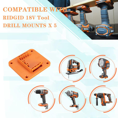 5 Packs Tools Drill Mount Holder, Fit for RIDGID 18V Li-ion Drill Tools Holder Dock Hanger with 20 Screws(No Tool)...