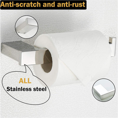 RANDOM Toilet Paper Holder Polished Chrome Square Bathroom Hardware Accessories SUS 304 Stainless Steel Tissue Paper Roll Holder Nordic Minimalism...