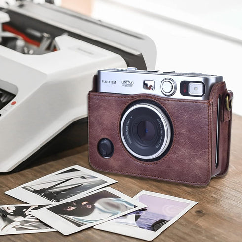 MUZIRI KINOKOO Case for Instax Mini EVO Camera - PU Leather Protective Case with Opening Bottom for Fuji Instax Mini EVO with Adjustable Shoulder ...