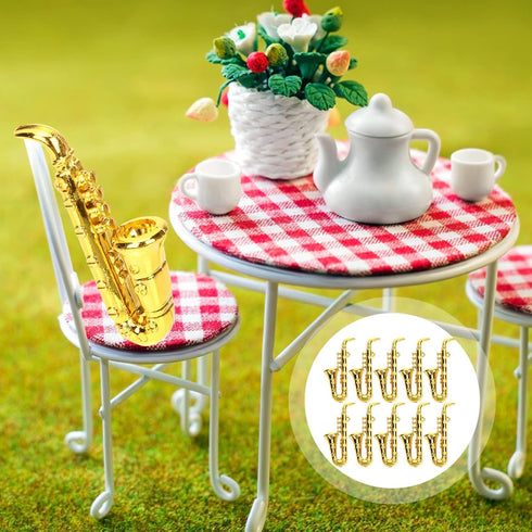 Kisangel Toy Trumpet 10pcs Miniature Saxophone Ornament Mini Plastic Musical Instrument for Mini Music Room(Saxophone) Toy Saxophone...