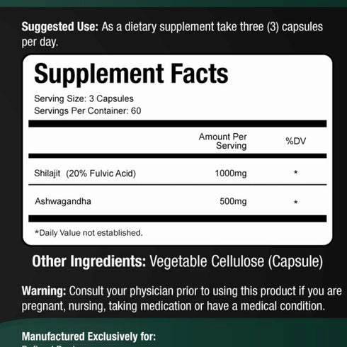 Shilajit Supplement 1000mg & Ashwagandha Supplements 500mg (180 Capsules) Shilajit Pure Himalayan Organic - Stronger Than Authentic Shilajit Resin...