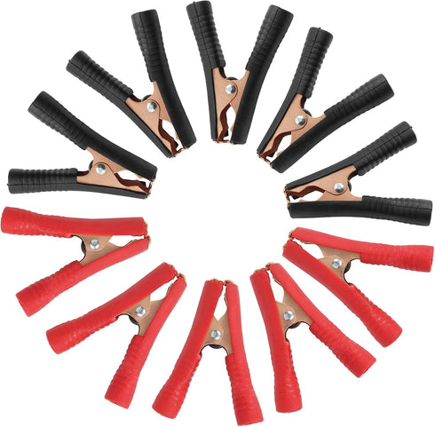 10Pcs 100A Insulated Alligator Clips Electrical Heavy Duty Alligator Clamps, Battery Replacement Cable Metal Spring Loaded Jumper Clips for Car Au...