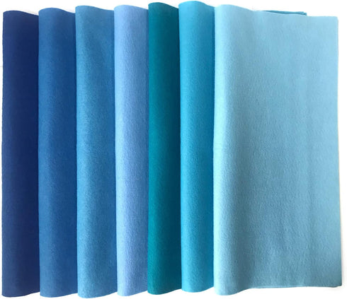 7Pcs Soft Felt Fabric Sheet DIY Craft Blue Series Felt Pack Sewing Nonwoven Patchwork Cotton Fabric Squares for Sewing, DIY Arts & Crafts (45x45cm...