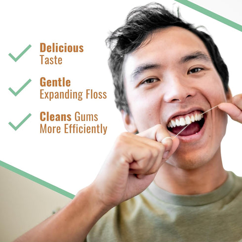 Dr. Ginger's White Charcoal Dental Floss - Expandable Floss for Deep Cleaning, Mint - 32yds, 3 pcs - Tooth Floss Infused with Coconut Oil and Xyli...