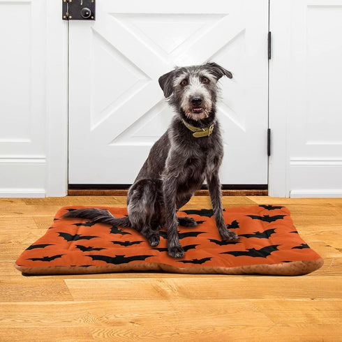 Happy Halloween Dog Bed Mat for Small Dog Puppy Cat Kitten, Halloween Bats Pattern Ultra Soft Pet Bed Mattress for Crate with Anti-Slip Washable, ...