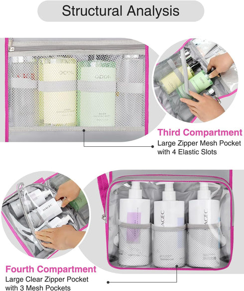 Relavel Travel Hanging Toiletry Bag for Men Women Extra Large Travel Kit Shaving Bag Waterproof Large Makeup Bag Wash Bag Makeup Organizer Cosmeti...