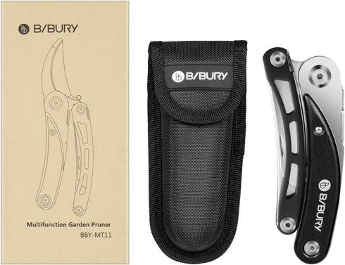 BIBURY Gardening Hand Pruners, 5 in 1 Multitools Folding Scissors 420 Stainless Steel Pruning Shears Bonsai Cutters for Tree Trimmers Secateurs,Ga...