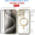 for iPhone 15 Pro Case Magsafe, Magnetic Clear Phone Case with Screen Protector and Camera Cover, Transparent Electroplated Case for Women/Girl/Me...