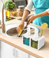 kitchen Hand Soap and Dish Soap Dispenser Set, Dual Soap Dispenser with Sponge Caddy and Brush Holder 4-in-1 Organizer for Kitchen Sink Countertop...