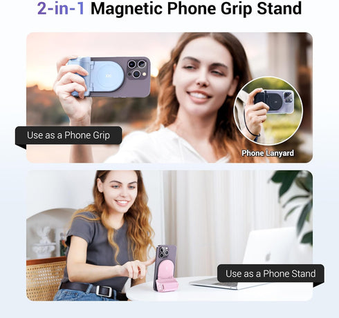 Magnetic Smartphone Shooting Holder Hand Grip Handle Snap On Phone Stand with Tripod Mount & Wireless Shutter Remote Control for iPhone 15 14 13 1...