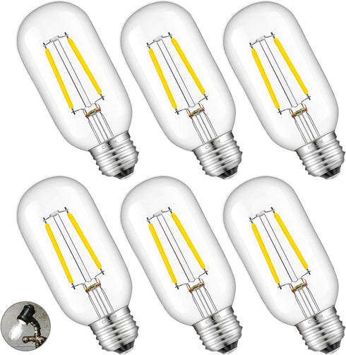 CRLight LED Tubular Bulb 4000K Daylight White, 30W Equivalent 300 Lumens, 2W Dimmable LED Filament Light Bulbs, E26 Base Antique Edison T45 Clear ...