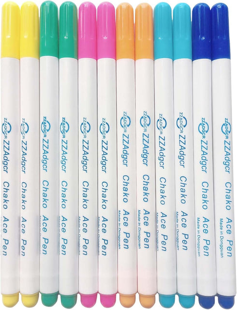 12 Pieces Fabric Pen Disappearing Ink Pen 6 Color Water Erasable Pen Fabric Marker for Sewing Embroidery Supplies DIY Tracing Tools...