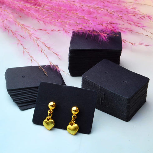 300pcs Black Earring Display Cards Rectangle Small Blank Paper Ear Studs Price Label Tag Cards Jewelry Cards Hanging Holder for Handmade Packing A...