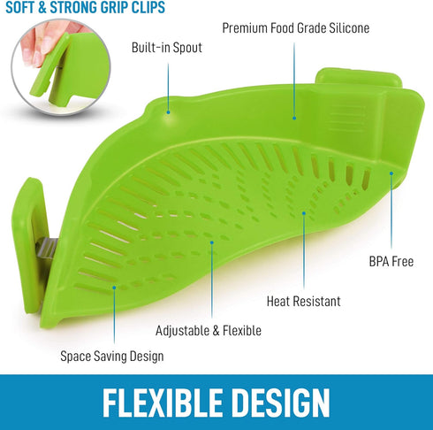 Adjustable Silicone Strainer for Pots, Pans & Bowls Heat-Resistant by Zulay Kitchen...