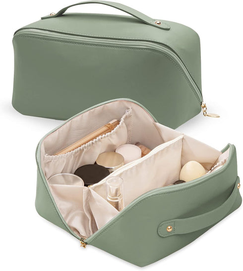 HBselect Travel Makeup Bag, Large Capacity Cosmetic Bags for Women,Waterproof Portable Pouch Open Flat Toiletry Bag Make up Organizer with Divider...