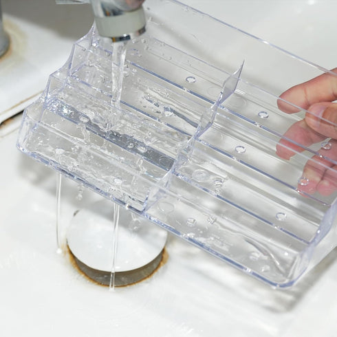 Clear Plastic Business Card Holder for Desk, Acrylic Business Card Organizer Desktop, 8 pocket Business Cards Display with 4 Tier for Office...