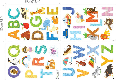DECOWALL DS-8003 Watercolour Animal Alphabet Kids Wall Stickers Wall Decals Peel and Stick Removable Wall Stickers for Kids Nursery Bedroom Living...