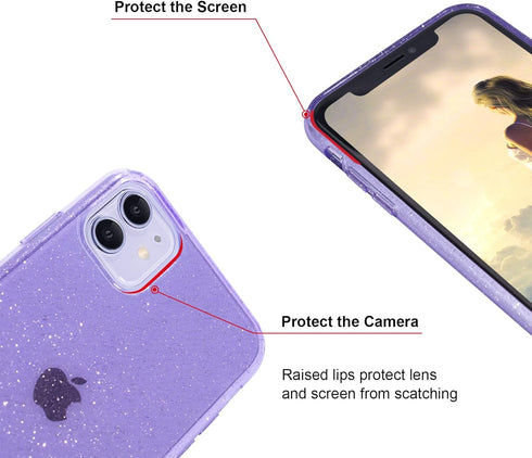 Compatible with iPhone 11 Case, Glitter Sparkle Bling Anti-Scratch Shockproof Protective Flexible Phone Cases Cute Slim Thin Cover for Women Girls...