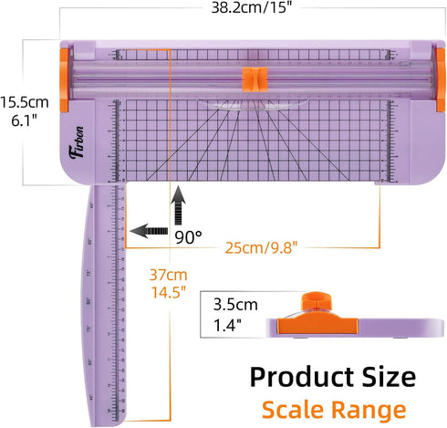 Firbon Purple A4 Paper Cutter, 12 Inch Titanium Straight Paper Trimmer with Side Ruler for Scrapbooking Craft, Paper, Coupon, Label, Cardstock...
