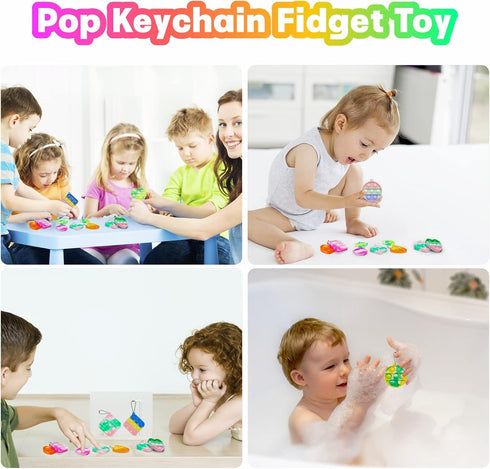 Fidget Toys for Kids Sensory Toys Party Favors 12 Pcs Mini Pop Keychain Its Autism Toddler Toys 3 Shape Stress Relief Kids Toys Fidgets for Boys G...