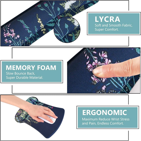 AIMSA Ergonomic Keyboard Wrist Rest and Mouse Pad with Wrist Support Set, Memory Foam Non-Slip Rubber Base, for Home, Office, Easy Typing, Pain Re...