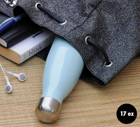 MIRA 17 oz Insulated Water Bottle - Stainless Steel Cola Shape Thermos - Double Wall Hot & Cold Flask (24Hr Cold/12Hr Hot) - Pearl Blue...