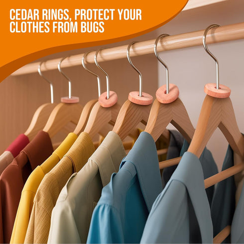 ACMETOP 24 Pack Cedar Blocks for Clothes Storage, 100% Natural Cedar Rings, Cedar Chips for Closets Storages, Cedar Balls Hangers for Wardrobes Cl...