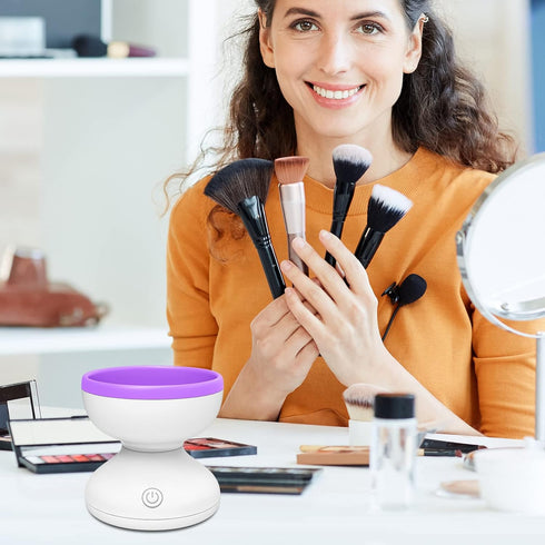 Purple Electric Makeup Brush Cleaner Machine, Windspeed Silicone Brush Cleaner Machine Beauty Blender Cleanser For Beauty Makeup Brushes, Christma...