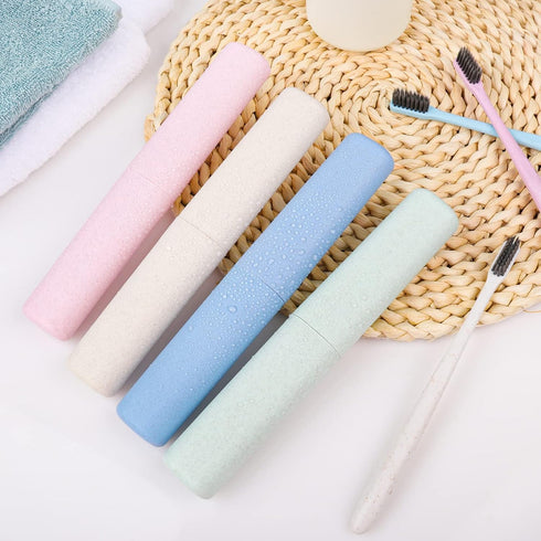 4 Pack Travel Toothbrush Case Portable Toothbrush Carrier Case Plastic Toothbrush Storage Case Cover Toothbrush Cup Container for Traveling, Campi...