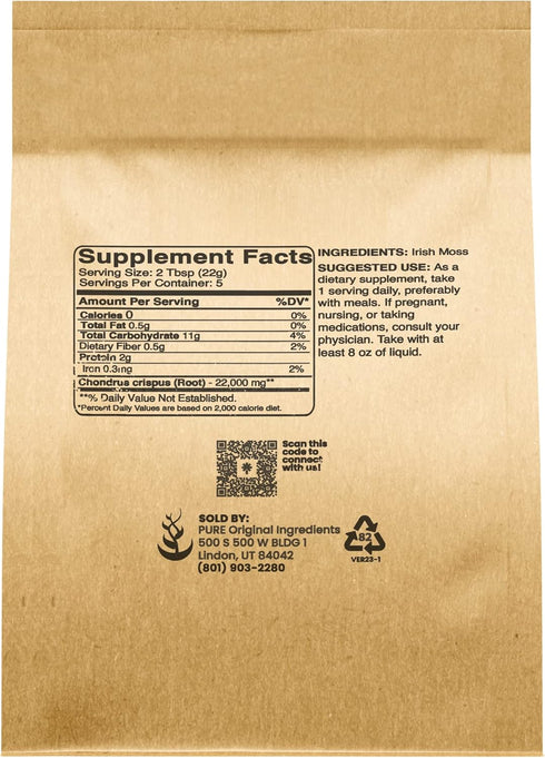 Pure Original Ingredients Irish Moss Powder (4oz) Dried Carrageen Seaweed, Gluten-Free, Lab-Verified...