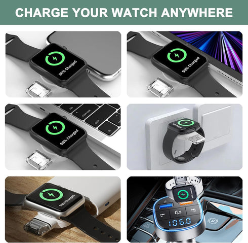 Portable Watch Charger for Apple Watch, Travel Charger for iWatch with USB-C & USB-A Fast Charging Magnetic Wireless Charger for Apple Watch SE/Ul...