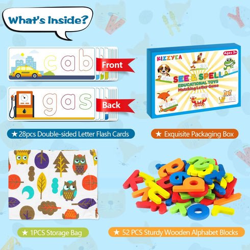 Learning Educational Toys and Gift for 3 4 5 6 Years Old Boys & Girls - See & Spell Matching Letter Game for Preschool Kids Learning Resources - S...
