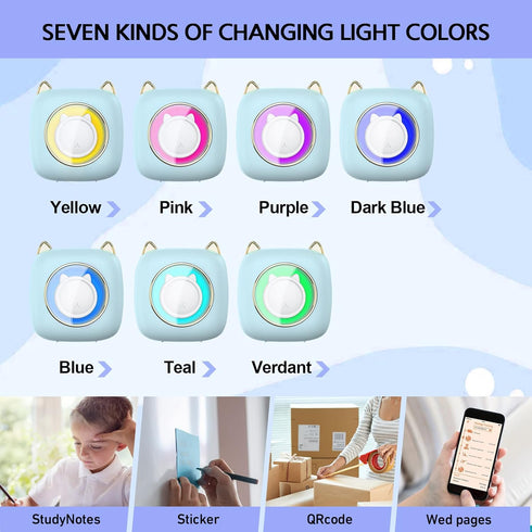 Mini Printer Portable, Bluetooth Pocket Thermal Sticker Printer with 10 Rolls Thermal Paper and Sticker Mini Thermal Printer for iOS & Android Ink...