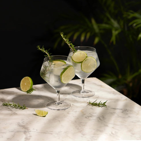Viski Raye Angled Stemmed Gin and Tonic Glasses Set of 2 - Premium Crystal Clear Cocktail Gin Glasses for Gin Lovers Gift Set - 14oz...