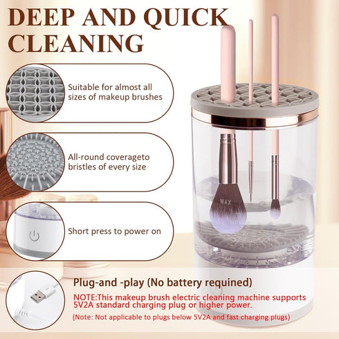 New makeup Brush Cleaner Machine, With Makeup Brush Cleaner Mat, Electric Brushly Pro Cosmetic Spinning Brush Cleaner, Fit for All Size Makeup Bru...