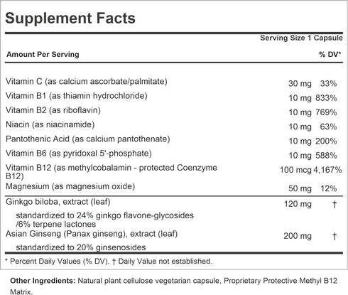 ANDREW LESSMAN Ginkgo 120 Plus Ginseng 200mg - 60 Capsules - Standardized Extract Blend to Support Brain, Memory and Cognitive Function. Adaptogen...