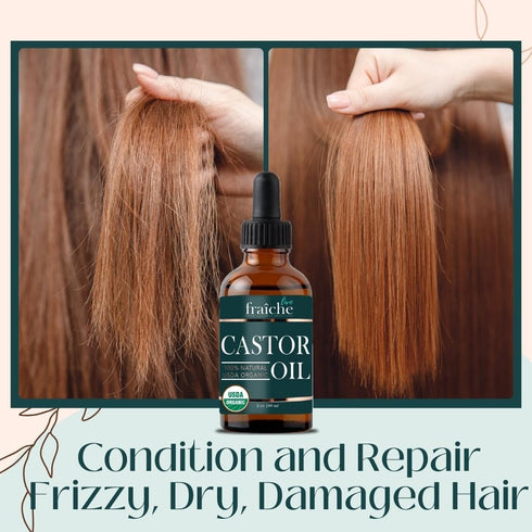 Castor Oil Organic (2oz) + FREE Filled Mascara Tube USDA Certified, 100% Pure, Cold Pressed, Hexane Free by Live Fraiche. Hair Growth Oil for Eyel...