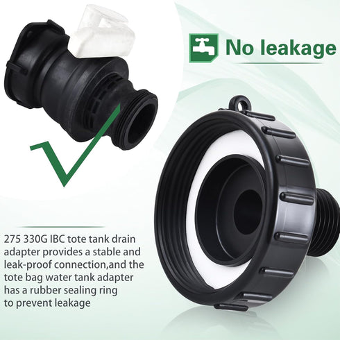 275 330 IBC Tote Adapter, Food Grade IBC Drain Adapter,Water Hose Male Adapter for Garden Hose,2.44”Fine Thread ×3/4”Male G Hose...