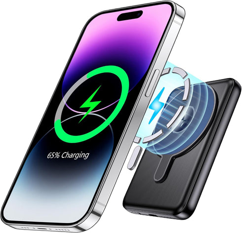 Wireless Portable Charger, Magnetic Power Bank Compatible with iWatch Charger,5000mAh Mag-Safe Batteries Pack,Compatible with iPhone 15/14/13/12 S...