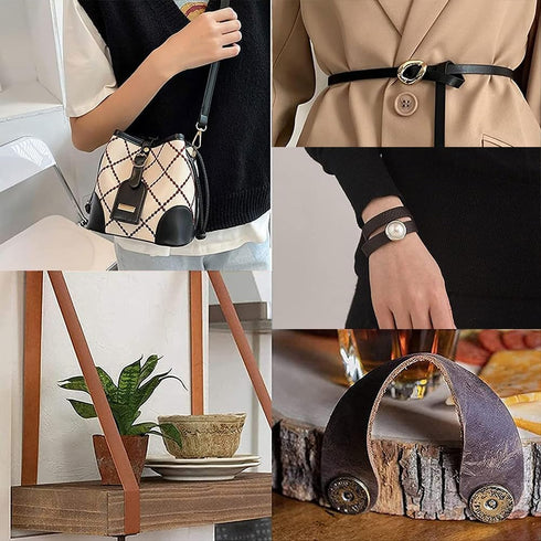 GORGECRAFT 1 x 79 Double-Sided Leather Strips Chocolate Lychee Pattern Flat Leather Cord 1.7mm Thick PU Leather Strap for DIY Crafts Guitar Belt J...