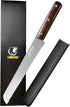Bread Knife 8 Inch with Sheath - German High Carbon Stainless Steel, Ergonomic Grip Full Tang Wood Handle - Serrated Edge Home Kitchen Knife for B...