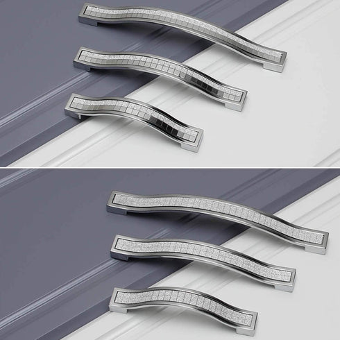 6-Pack 5" Hole Cente Modern Minimalist Cabinet Door Handle Silver Frosted Handle Crystal Diamond Handle Small Furniture Hardware Handle (6,Screwho...