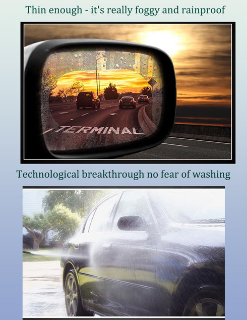 4PCS Car Rearview Mirror Film, 5.31"x3.74" Waterproof Rainproof Transparent Protective Sticker, HD Protective, Universal Car Windows, Rearview Mir...