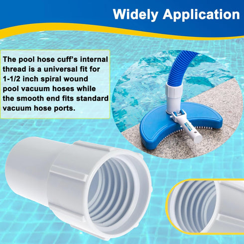 1-1/2" Pool Hose Cuff, Upgraded Swimming Pool Vacuum Hose Cuff, Hose Threaded Replacement Cuff Repair Hose Ends Connect Vacuum Head to the Vacuum ...
