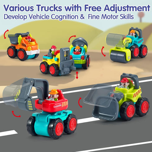 HOLA Toys for 1 Year Old Boy Birthday Gift - 6 PCs Toy Trucks Mini Car Toys for 2 Year Old Boy Birthday Gift, Toddler Toys Age 1-2, Baby Easter Ba...